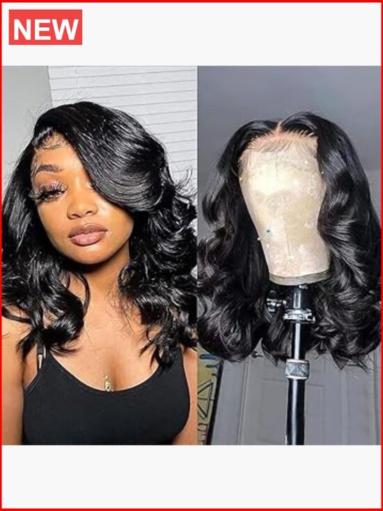 14 Inch Bob Wig Human Hair 13x4 Body Wave Lace Front Wigs 180 Density Glueless main image 6